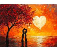 Diamond Painting Árbol 5D Diamond Painting Adultos Amar Pintura Diamante Manualidades Bordado de Punto de Cruz Kit Completo para Niños, DIY Mosaico Cristal Art Kit, Decoracion Hogar 30x50cm G-847