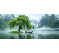 Diamond Painting áRbol, 5D Diamond Painting Adultos Bote, DIY Kit Manualidades Adultos, 5D Punto de Cruz Cuadro Diamante, DIY Pintura de Diamante Kits, Home Decor, Primavera Decor, 200x100cm Z-8074