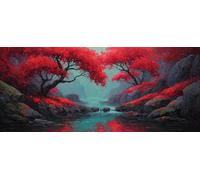 Diamond Painting áRbol, 5D Diamond Painting Adultos Paisaje, DIY Kit Manualidades Adultos, 5D Punto de Cruz Cuadro Diamante, DIY Pintura de Diamante Kits, Home Decor, Primavera Decor, 110x50cm 5-7343
