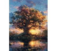 Diamond Painting áRbol, 5D DIY Diamond Painting Adultos Sunset, Pintura de Diamante Manualidades Adultos, Punto de Cruz Cristal Cuadros de Diamantes Kit, Decoración De Pared Del Hogar, 30x40cm 3-6860