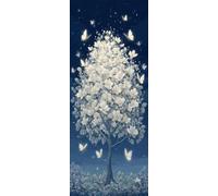 Diamond Painting Árbol de Flores Blancas Grande 80x160cm, 5D Mariposa Pintura de Diamante DIY Diamond Painting Kit Completo, Dibujos con Diamantes Arte para Decoración de Pared del Hogar -LR1414