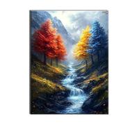 Diamond Painting Árboles Río Diamond Painting Adultos, 5D DIY Pintura de Diamante Kit para Bordado, Kit de Arte Manualidades de Diamantes Cristal, Home Decoration Navidad Halloween 50x70cm J-g-370