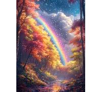 Diamond Painting ArcoíRis, 5D Paisaje Diamond Art Kit Punto de Cruz, Cuadros Diamantes Kit Adultos, DIY Kit Manualidades Adultos Painting, Navidad Decoración Pared De Pared Del Hogar 60x80cm H-73