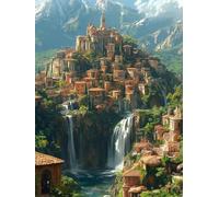 Diamond Painting Arquitectura, 5D Diamond Painting Adultos Paisaje, DIY Manualidades Adultos Kit Punto de Cruz, Cuadro Diamantes Art Rhinestones Bordado Kit, para Decoración Hogar 80x110cm 8-3250