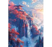 Diamond Painting Arquitectura China, DIY 5D Diamond Painting Kit Caer, 5D Pintura Diamante Cuadro Diamantes Kit Bordado Principiantes DIY Full Cuadrado Embroidery per Decorazioni 40x60cm R-4I73