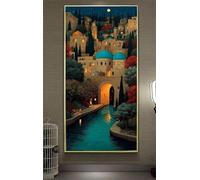 Diamond Painting Arquitectura Diamond Painting Kit Completo, Ciudad Pittura Diamante Niños Principiantes Bricolaje 5D Cristal Strass Punto de Cruz Manualidades para Decoración Hogar 40x80cm tb6-15e