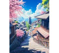 Diamond Painting Arquitectura Japonesa, 5D Diamond Painting Adultos Paisaje, DIY Manualidades Adultos Kit Punto de Cruz, Cuadro Diamantes Art Rhinestones Bordado Kit, Decoración Hogar 40x50cm K-3034