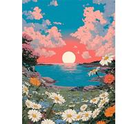 Diamond Painting Atardecer 40x60cm, 2026 Nuevo Diamond Painting Niños Flor, DIY Pintar con Diamantes Kit Punto de Cruz, Manualidades Adultos Kit Bordado para Decoración Hogar, Regalo Mujer J-274K