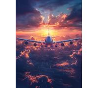 Diamond Painting Atardecer, 5D Diamond Painting Adultos AvióN, DIY Manualidades Adultos, Dibujos con Diamantes Bordado Punto de Cruz Kit, Pintura de Diamante para Decoracion Hogar 90x120cm R-3361