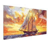 Diamond Painting Atardecer, 5D Diamond Painting Adultos Niños Manualidades, Bote Pintura Diamante Punto de Cruz Pintura Kit, Artes Artesanal para Cuadros Decoracion Salon, Regalo Mujer 180x80 cm V-88