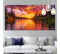 Diamond Painting Atardecer Diamond Painting Adultos Río Punto de Cruz kit Completo Pintura Diamante 40x120cm Cristal Bordado Manualidades Pintura de Diamante, Decoración Pared Hogar Regalo YC-610
