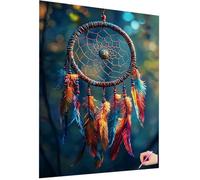 Diamond Painting Atrapasueños Diamond Painting Adultos Retro Dibujos con Diamantes Kit 5D Pintura de Diamante Manualidades Adultos DIY Pintar con Diamantes Punto de Cruz para Decor Hogar 90x120cm M-95
