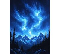 Diamond Painting Aurora, DIY 5D Diamond Painting Kit MontañA, 5D Pintura Diamante Cuadro Diamantes DIY Full Drill Round Ricamo a Punto Croce Painting per Decorazioni Casa Pareti, Regalo 60x90cm 0-DV80