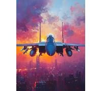 Diamond Painting AvióN, 5D Diamond Painting Kit Sunset, DIY Cuadro Diamantes Embroidery Kit Pintura Diamante Bordado Principiantes DIY Full Drill Cuadrado Pintura Decorazioni Pareti 80x120cm 4-TC350