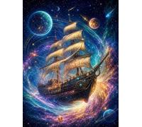 Diamond Painting Barco Kit, Manualidad Creativa y Relajante 35x45cm C8-269 | 5D DIY Pintura Diamante Universo, Kit Manualidades Adultos, Ideal para Regalar o Decoración de Pared del Hogar