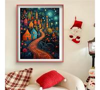 Diamond Painting Bicicleta Diamond Painting Adultos Casa 5D Cristal de Estrás Pintura por Manualidades, Kit de Punto de Cruz, Puzzle de Diamantes, Arts and Crafts Para Navidad Decoración 35x45cm J0-77