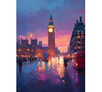 Diamond Painting Big Ben, DIY 5D Diamond Painting Kit AutobúS, 5D Pintura Diamante Cuadro Diamantes Kit Bordado Principiantes DIY Full Cuadrado Embroidery per Decorazioni Casa 80x120cm 2-8E51