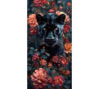 Diamond Painting, Black Panther flores Pintura Diamante Kit Manualidades Adultos, 5D Diamond Painting Adultos Dibujos DIY Diamantes para la Decor de la Pared del Hogar, Regalos Mujer 70x140cm U-347