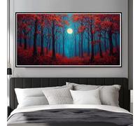 Diamond Painting Bosque con Luna Llena Square Drill, 5D Pintura Diamante Paisajes Diamond Painting Adultos Grande Tamaño Cuadro Diamantes Cuadrados para Decoración del Hogar 180x90 cm (WL448)