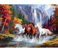 Diamond Painting bosque Pintura Diamante caballo Diamond Painting Adultos Kit Completo,Cuadros de Diamantes 5D DIY Bordado Diamante,Punto de Cruz Decoración de la Pared del Hogar Regalos 45x60cm Q6
