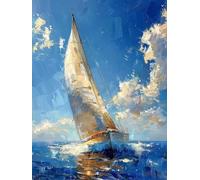 Diamond Painting Bote, DIY 5D Diamond Painting Kit Sea, 5D Pintura Diamante Cuadro Diamantes DIY Full Drill Round Ricamo a Punto Croce Painting per Decorazioni Casa Pareti, Regalo 80x120cm L-J097