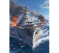 Diamond Painting Buque De Guerra, 5D Diamond Painting Adultos Paisaje, DIY Manualidades Adultos Kit Punto de Cruz, Cuadro Diamantes Art Rhinestones Bordado Kit, para Decoración Hogar 40X50cm Q-3962