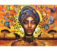Diamond Painting by Numbers Kits DIY 5D Full Drill Paste Mujer Africana Crystal Rhinestone Adults Kids Handmade Embroidery Cross Stitch Diamond Art Mosaic Craft for Home Wall Decor 30x40cm ZZ