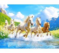 Diamond Painting Caballo Diamond Painting Kit Completo, Animal Pintura de Diamantes Kit para Adultos, DIY Punto de Cruz Cuadro Diamantes Manualidades Adultos, para Decoración del Hogar 60x80cm H-1931