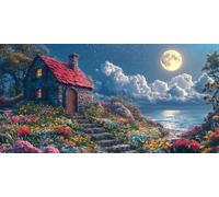 Diamond Painting Cabaña 5D Dibujos Con Diamantes, DIY Diamond Painting Adultos El Océano Pintura de Diamante Kit Manualidades NiñOs Cristal Regalo for Para DecoracióN Pared Hogar 25x50cm CJ0P-1017
