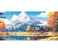 Diamond Painting, Cabañas de madera Manualidades Adultos Punto de Cruz Kit, Montañas 5D DIY Niños Principiantes Pintura de Diamante Art, Cristal Bordado Artesanías, Decoración Hogar 70x140cm z-576