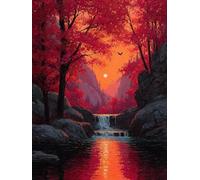 Diamond Painting Caer, DIY 5D Diamond Painting Kit Sunset, 5D Pintura Diamante Cuadro Diamantes DIY Full Drill Round Ricamo a Punto Croce Painting per Decorazioni Casa Pareti, Regalo 30x40cm J-6647