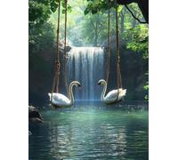 Diamond Painting Caer Pintura Diamante Cisne Diamond Painting Adultos Niños 5D Cristal Strass Punto de Cruz Puzzle de Diamantes Manualidades para Decoración de Pared del Hogar Regalos 30x40cm 6p-136
