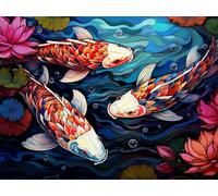 Diamond Painting carpa koi 5D Diamond Painting Adultos Loto Pintura Diamante Manualidades Bordado de Punto de Cruz Kit Completo para Niños, DIY Mosaico Cristal Art Kit, Decoracion Hogar 20x30cm G-426