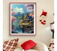 Diamond Painting Casa Diamond Painting Adultos Lago DIY Cristal de Estrás Pintura por Manualidades, Kit de Punto de Cruz, Puzzle de Diamantes, Arts and Crafts Para Navidad Decoración 60x80cm J0-117