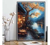 Diamond Painting Casas Pintura Diamante Paisaje Diamond Painting Adultos 5D DIY Punto de Cruz Pintura de Diamante Manualidades Adultos para Decoracion Pared Habitacion, Regalo Mujer 80x60cm -ly25082B7