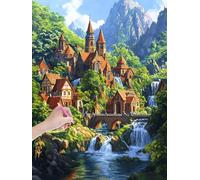 Diamond Painting Castillo Pintura de Diamantes 5D DIY, Paisajes Diamond Painting Kit Completo Manualidades Adultos, DIY Punto de Cruz Cuadros Diamantes para Decoración Hogar, Regalo, 60x80 cm, -4858