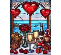 Diamond Painting Cena A La Luz De Las Velas 50x70cm, 2026 Nuevo Diamond Painting Niños Parejas, DIY Pintar con Diamantes Kit Punto de Cruz,Manualidades Adultos Kit Bordado para Decoración Hogar J-864K