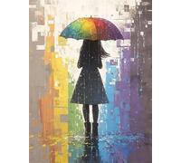 Diamond Painting, Chica 5D DIY Diamond Painting Kit Completo 30x40cm, Kit Pintura Diamante Adultos Paraguas, Bricolaje Kit Punto de Cruz Manualidades para Decorar Habitacion Pared, Regalos para Mujer