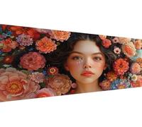 Diamond Painting Chica Diamond Painting Grande XXL 5D Flores Kit Manualidades Adultos, DIY Punto de Cruz Cristal Art, Diamantes Redondos, Actividad Antiestrés Relax, Regalo Creativo 100x200cm Y1-114