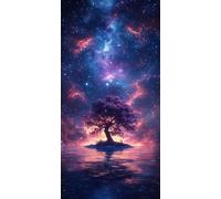 Diamond Painting Cielo estrellado, Diamond Art Bordado Punto de Cruz Kit Completo Árbol Manualidades Adultos Pintura de Diamante 50x100 CM, Diamantes para Cuadros Decoracion Salon Modernos DZSH3185