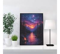 Diamond Painting Cielo Estrellado, Diamond Painting Adultos Paisaje Pintura de Diamante Manualidades Adultos DIY Full Drill Cuadrados Completo Strass Punto De Cruz Kit, Decoración Hogar 80x100cm j0-43