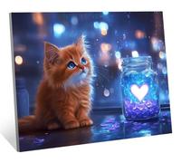 Diamond Painting Cielo estrellado Pintura Diamante Adultos, 5D Gato Diamond Painting Kit Completo Niños Regalo, DIY Manualidades Adultos Punto de Cruz Dibujos con Diamantes, Decoración 40x50 cm H-384