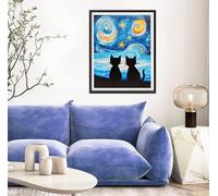 Diamond Painting Cielo Pintura Diamante Gato, DIY 5D Kit Completo de Pintura de Diamante para Adultos y Niños, Diamantes Cristal Artesanía para Decoración De Pared Del Hogar, Regalos 25x35cm s-8511