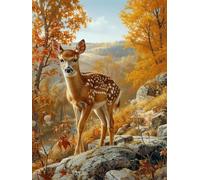 Diamond Painting Ciervo, DIY 5D Diamond Painting Kit Animal, 5D Pintura Diamante Cuadro Diamantes DIY Full Drill Round Ricamo a Punto Croce Painting per Decorazioni Casa Pareti, Regalo 60x90cm J-M154