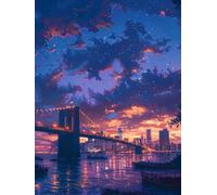 Diamond Painting Ciudad, Diamond Painting Adultos Puente De Brooklyn, 5D DIY Pintura de Diamante Manualidades Adultos, Cuadro Diamantes Punto de Cruz Kits, Decoración Hogar Regalo 100x135cm X-9308