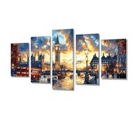 Diamond Painting Ciudad Paisaje Diamond Painting Adultos 5 Packs, DIY Full Drill Punto de Cruz Cristal Pintura Diamante Kit Principiantes Manualidades Kit, Decoracion Hogar Pared 100x50cm j7s-399