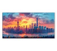 Diamond Painting Ciudad Vista, 5D Diamond Painting Adultos y Principiantes, Manualidades Adultos DIY Cristal Pintura de Diamante, Kit Bordado Punto de Cruz, Cuadros Decoracion Hogar 25x50cm J26-4707