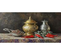 Diamond Painting cocina,5D Diamond Painting Adultos Manualidades,especias Pintura Diamante Punto de Cruz Pintura Kit,Artes Artesanal para Decoracion Navidad Decoracion Salon,Regalo 60 x 120 cm D-275