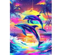 Diamond Painting Color 50x70cm Diamond Painting Adultos Delfín, 2025 DIY Full Drill Manualidades Adultos Pintura de Diamante, 5D Cristal Punto de Cruz Cuadro Diamantes Kits para Decoración Q-1106T