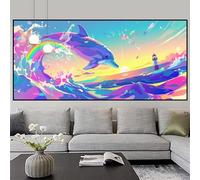 Diamond Painting Color Diamond Painting Adultos Delfín Dibujos con Diamantes Manualidades Adultos 5D DIY Mosaico Bordado Punto de Cruz Kit Completo Pintura con Diamantes, Decoración 30x90cm z565f